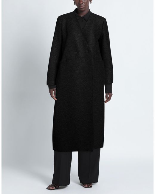 Harris Wharf London Black Charcoal Coat Virgin Wool