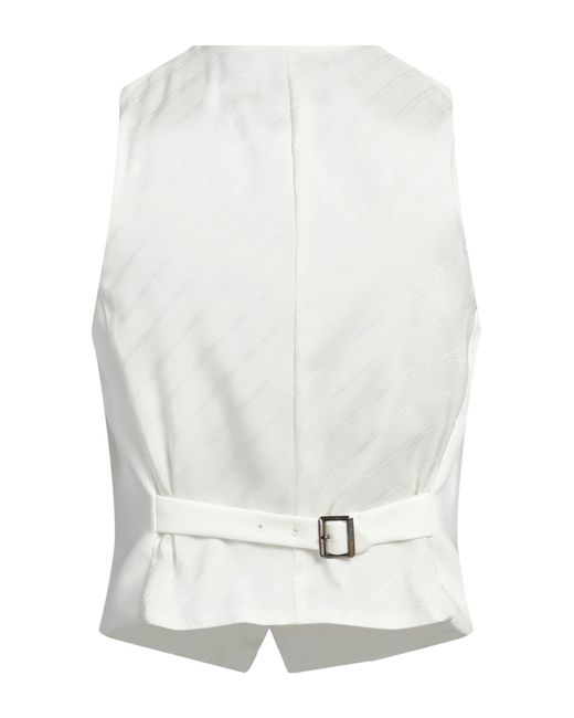 Karl Lagerfeld White Tailored Vest Polyester, Viscose