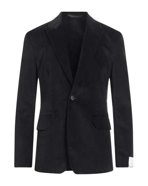 Paolo Pecora Black Blazer Cotton, Polyester, Elastane for men