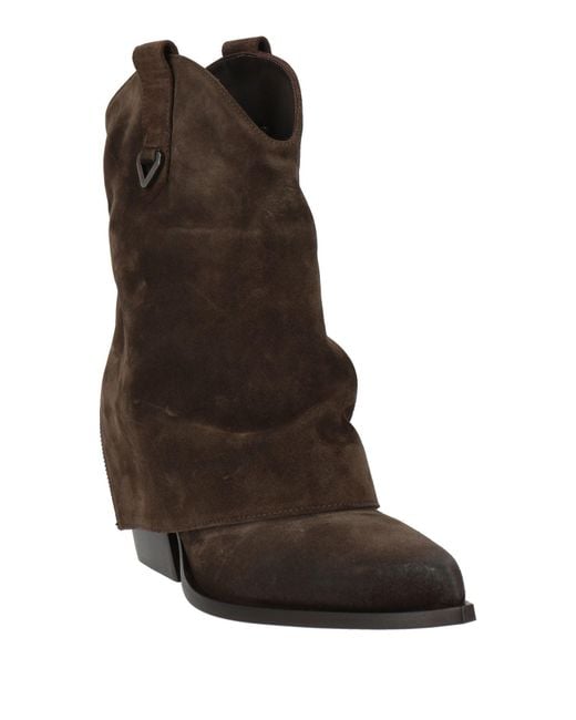 Elena Iachi Brown Dark Ankle Boots Leather