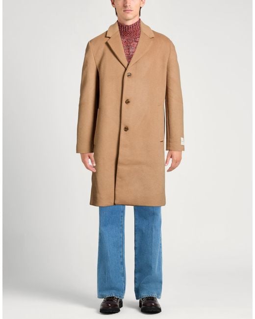 Calvin Klein Natural Camel Coat Recycled Wool, Polyester for men