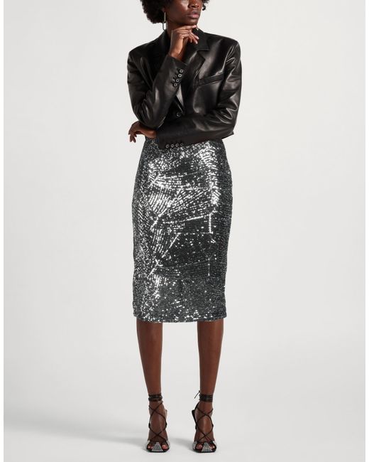 Kaos Gray Midi Skirt Polyester, Elastane