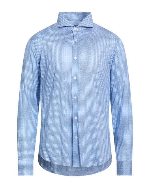 Fedeli Blue Shirt Cotton, Elastane for men