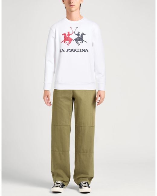 La Martina White Sweatshirt Cotton, Polyester, Elastane for men