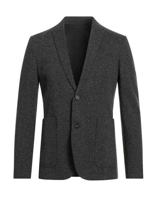 Paolo Pecora Black Charcoal Blazer Viscose, Wool, Polyamide, Elastane for men