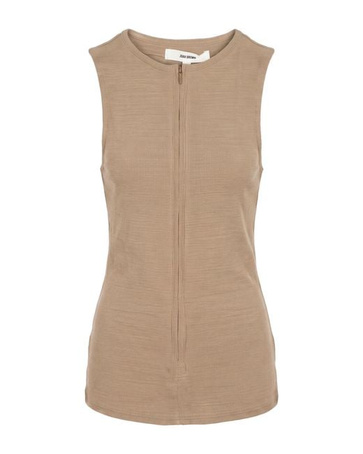 Joah Brown Brown Khaki Top Rayon, Elastane