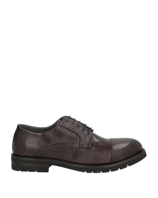 Pollini Brown Dark Lace-Up Shoes Leather for men