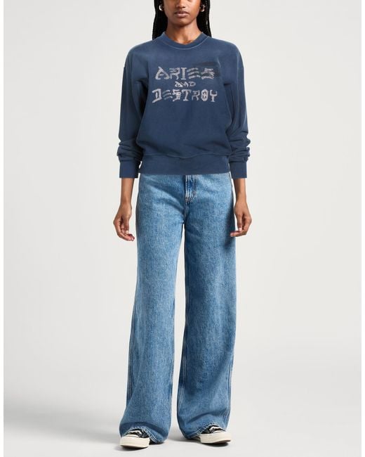 Aries Blue Midnight Sweatshirt Cotton