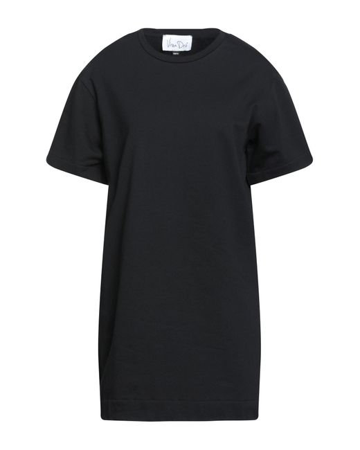VIRNA DRÒ® Black Mini Dress Viscose, Polyamide, Elastane