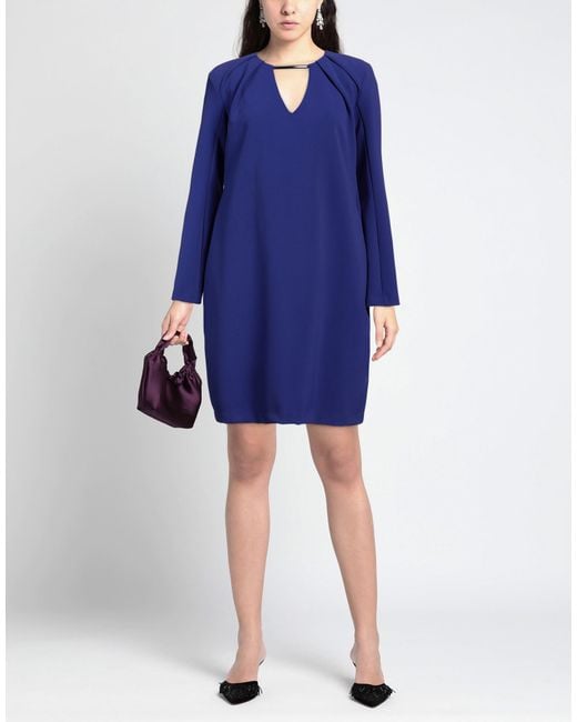 MEIMEIJ Blue Mini Dress Polyester, Elastane, Acetate
