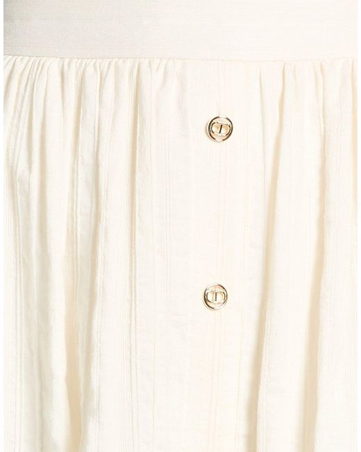 Twinset Natural Cream Midi Skirt Cotton, Linen, Polyamide, Polyester