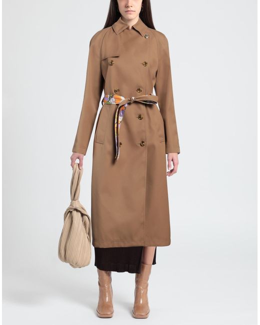 LaDoubleJ Brown Camel Overcoat & Trench Coat Polyester, Cotton