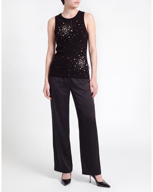 DES_PHEMMES Black Tank Top Cotton, Elastane