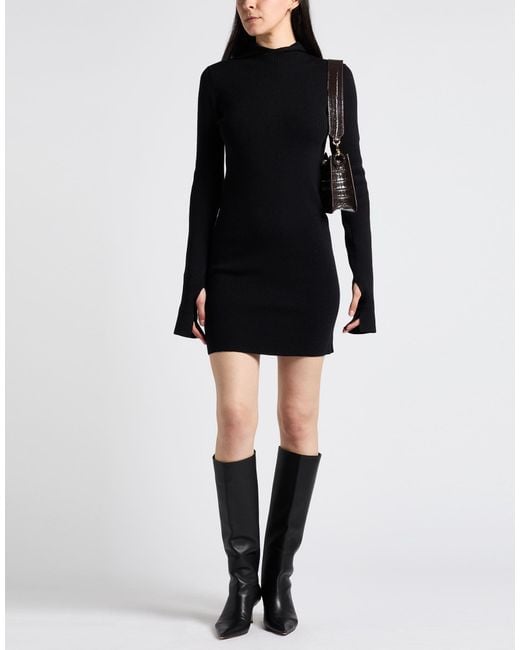 Fendi Black Mini Dress Wool, Silk, Polyamide, Elastane