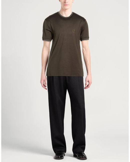 Giorgio Armani Green T-Shirt Cotton, Silk, Viscose, Polyester for men