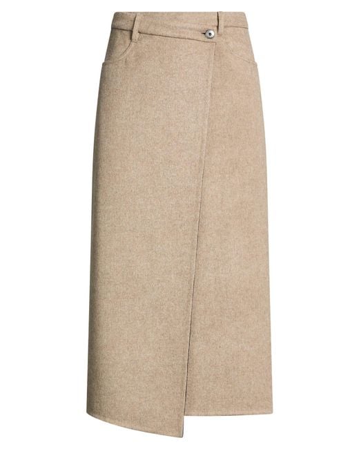 Brunello Cucinelli Natural Midi Skirt Virgin Wool