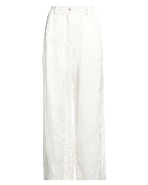 Masnada White Pants Acetate, Viscose, Linen