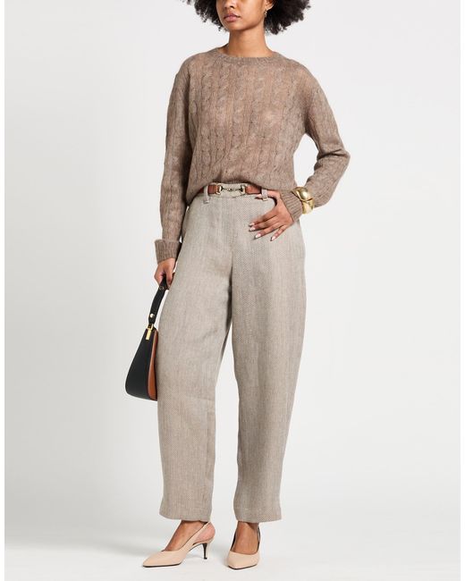 Brunello Cucinelli Gray Khaki Pants Linen