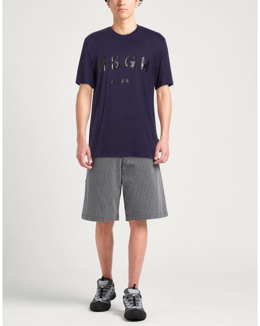 MSGM Blue Dark T-Shirt Cotton for men