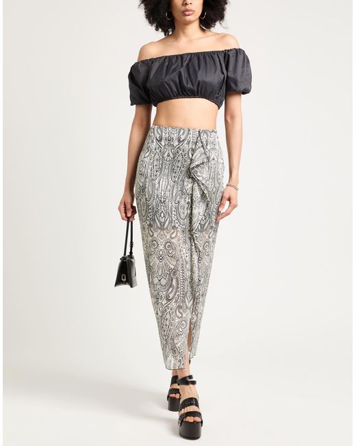 Liu Jo Gray Maxi Skirt Polyester, Metallic Polyester