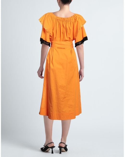 Clips More Orange Midi Dress