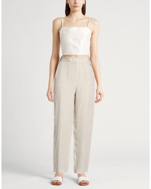 Emporio Armani White Pants Linen, Viscose