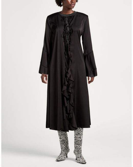 Dixie Black Overcoat & Trench Coat Polyester, Elastane
