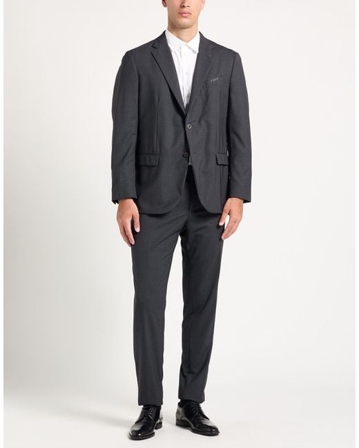 Boglioli Black Suit Virgin Wool for men