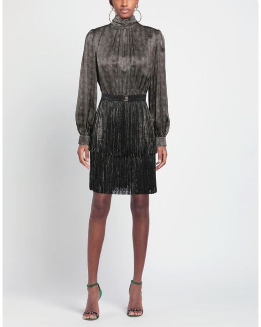 Elisabetta Franchi Gray Mini Dress Silk, Acetate, Viscose, Polyester