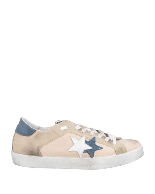 2 Star White Sneakers Textile Fibers, Leather for men
