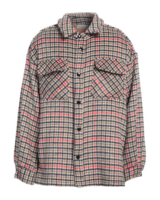 Laneus Gray Khaki Shirt Virgin Wool for men
