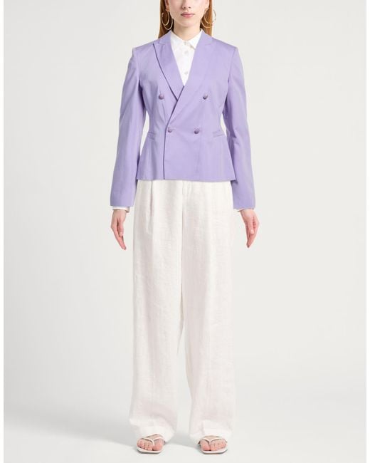 Dondup Purple Blazer Cotton, Silk, Elastane