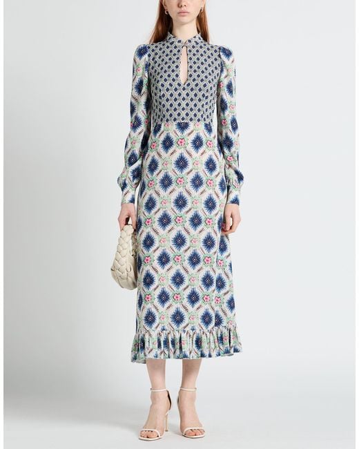Etro Gray Midi Dress Polyester, Elastane