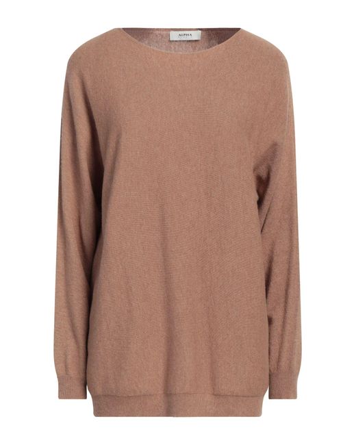 Alpha Studio Brown Camel Sweater Recycled Wool, Ecovero Viscose, Recycled Polyamide, Recycled Cashmere