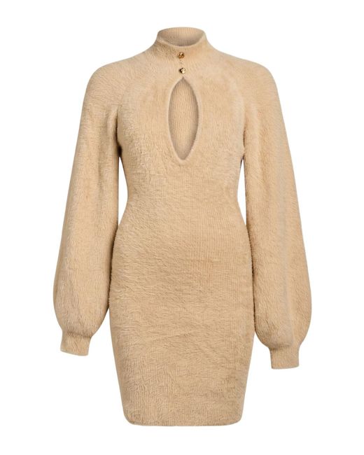 Elisabetta Franchi Natural Mini Dress Polyamide, Elastane