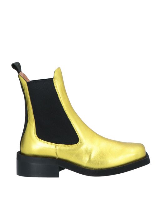 Ganni Yellow Ankle Boots