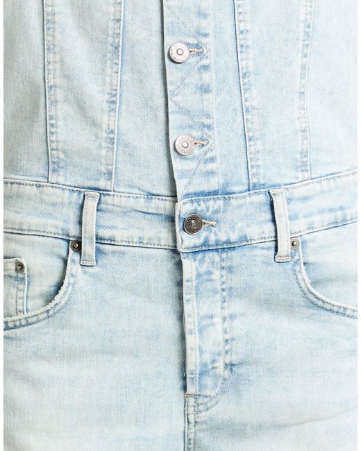 Dondup Blue Overalls Cotton, Elastomultiester, Elastane