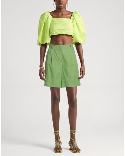 Weekend by Maxmara Green Shorts & Bermuda Shorts Cotton, Linen