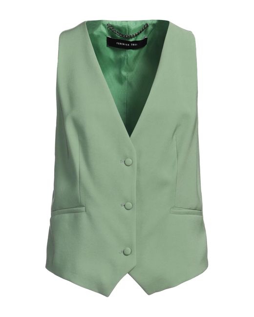 FEDERICA TOSI Green Tailored Vest Viscose, Polyester