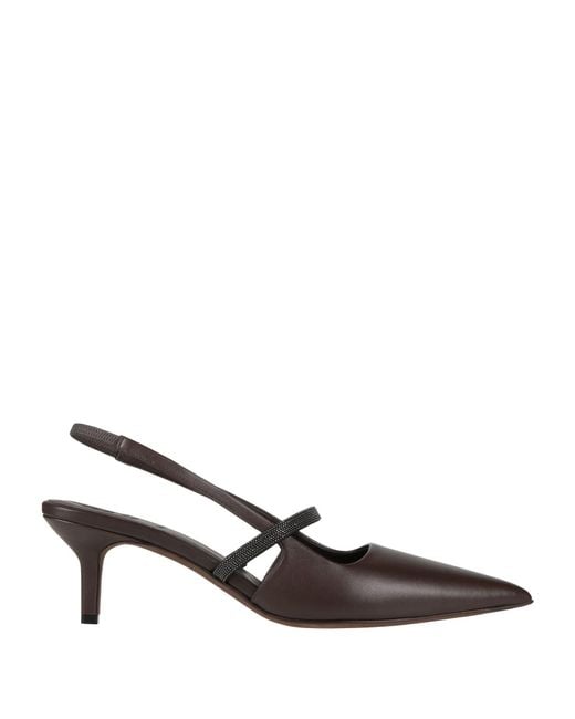 Brunello Cucinelli Brown Dark Pumps Leather