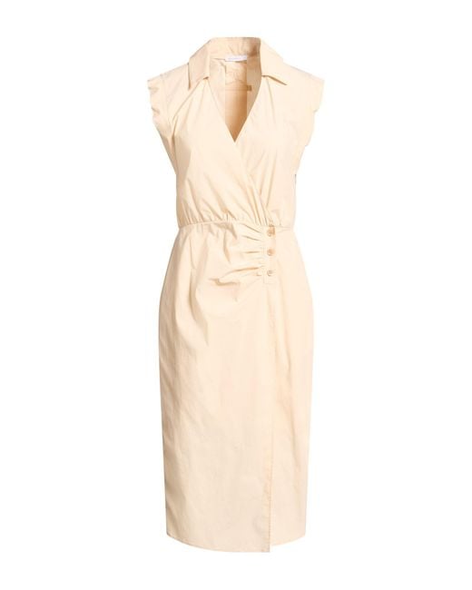 Patrizia Pepe Natural Sand Midi Dress Cotton, Polyamide, Elastane