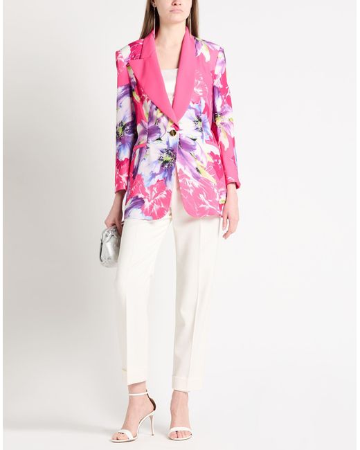 MANUEL DEL REI Pink Fuchsia Blazer Polyester, Elastane