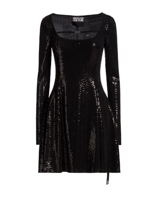 Versace Jeans Couture Black Mini Dress Polyamide, Polyester, Elastane