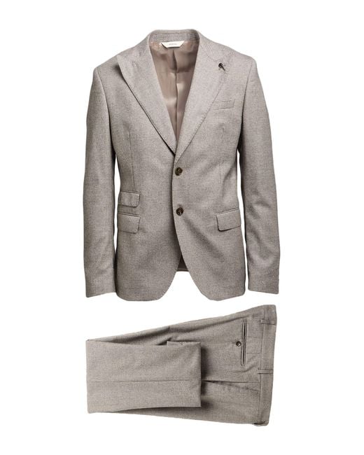 Paoloni Gray Suit Virgin Wool, Elastane for men