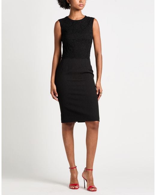 Dolce & Gabbana Black Midi Dress Cotton, Polyamide, Polyester, Viscose, Elastane