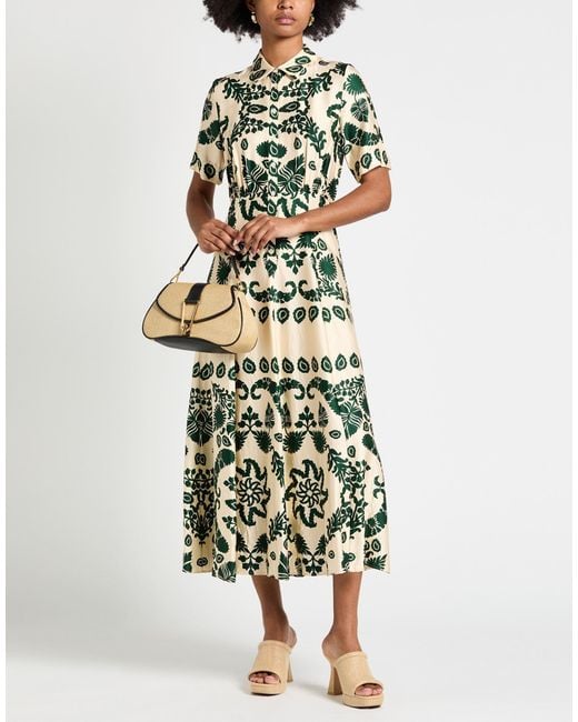 Sandro Green Midi Dress Viscose