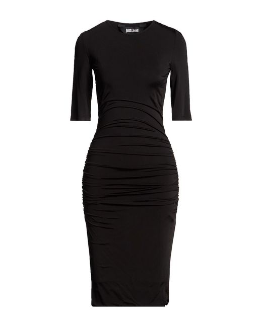 Just Cavalli Black Midi Dress Viscose, Elastane