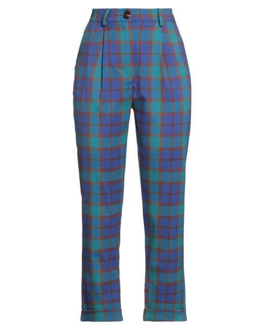 Rebel Queen Blue Pants Polyester, Viscose, Elastane