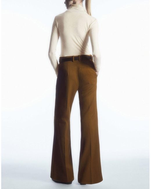 COS Brown Regular Flared Wool Pants
