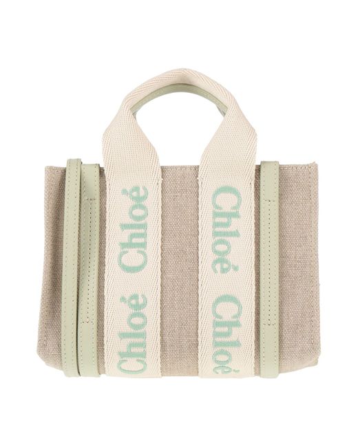 Chloé Natural Handbag Linen, Calfskin